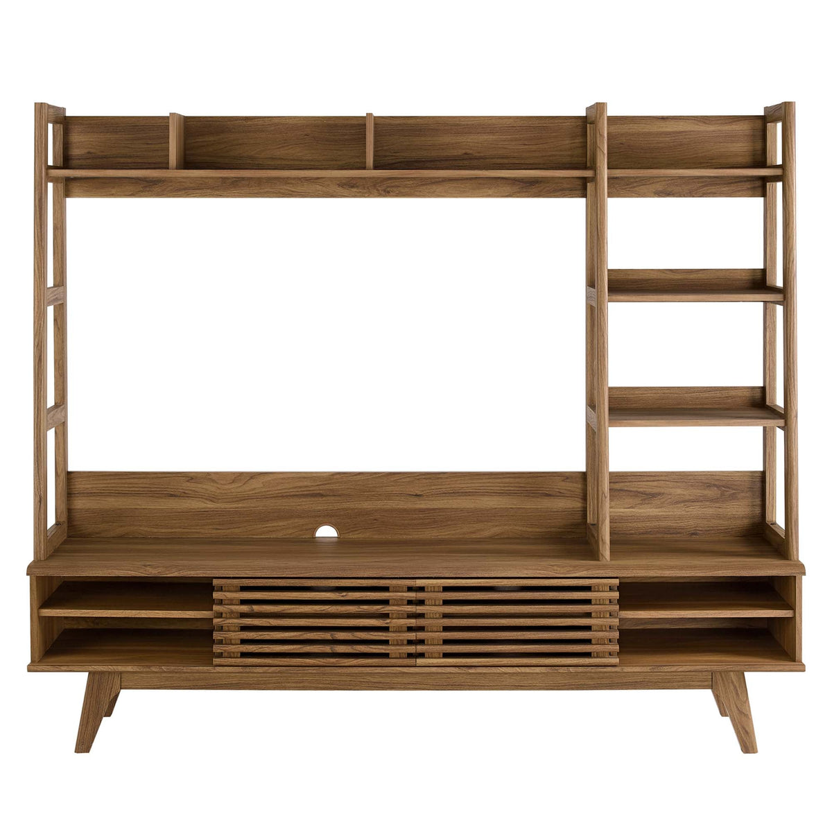 Render TV Stand Entertainment Center by Modway in natural oak wood with open shelving on Tampa Home & Garden Store