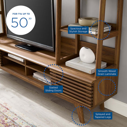 Render TV Stand Entertainment Center by Modway in warm wood with open shelves on Tampa Home & Garden Store