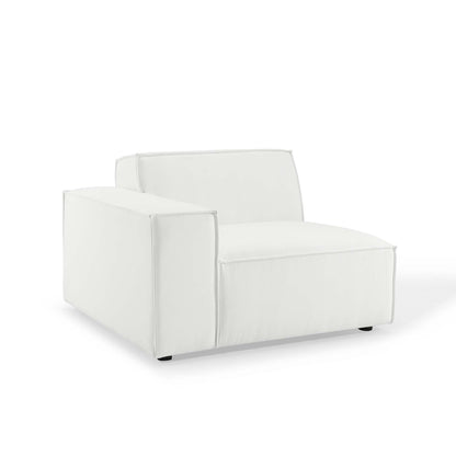 Restore Left-Arm Sectional Sofa Chair in white leather upholstery with low-profile legs on Tampa Home & Garden Store