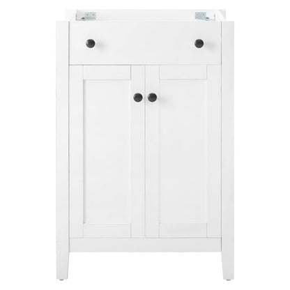 Nantucket 24in bathroom vanity by Modway, white with black knobs, drawer and doors on Tampa Home & Garden Store
