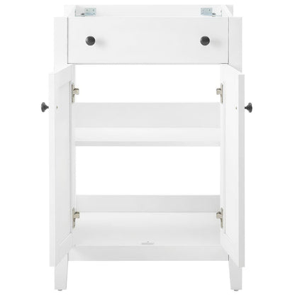 Nantucket 24in white bathroom vanity cabinet with top drawer and open shelf on Tampa Home & Garden Store