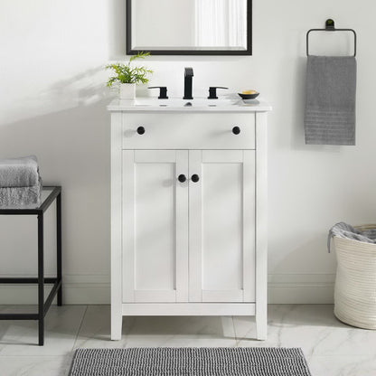 Nantucket 24 inch bathroom vanity cabinet by Modway, white finish with black hardware on Tampa Home & Garden Store