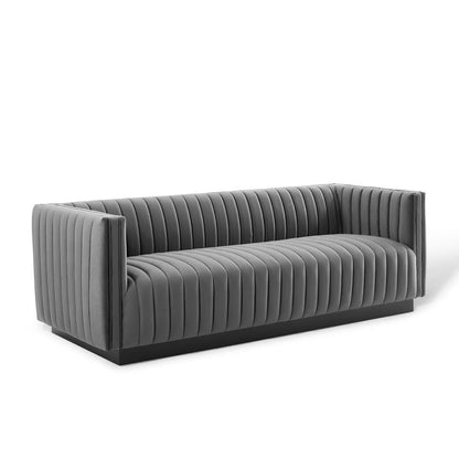 the Conjure Channel Tufted Velvet Sofa by Modway
