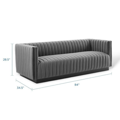 the Conjure Channel Tufted Velvet Sofa by Modway