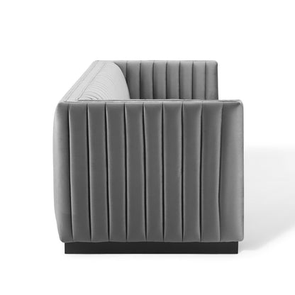the Conjure Channel Tufted Velvet Sofa by Modway
