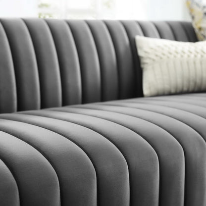 the Conjure Channel Tufted Velvet Sofa by Modway