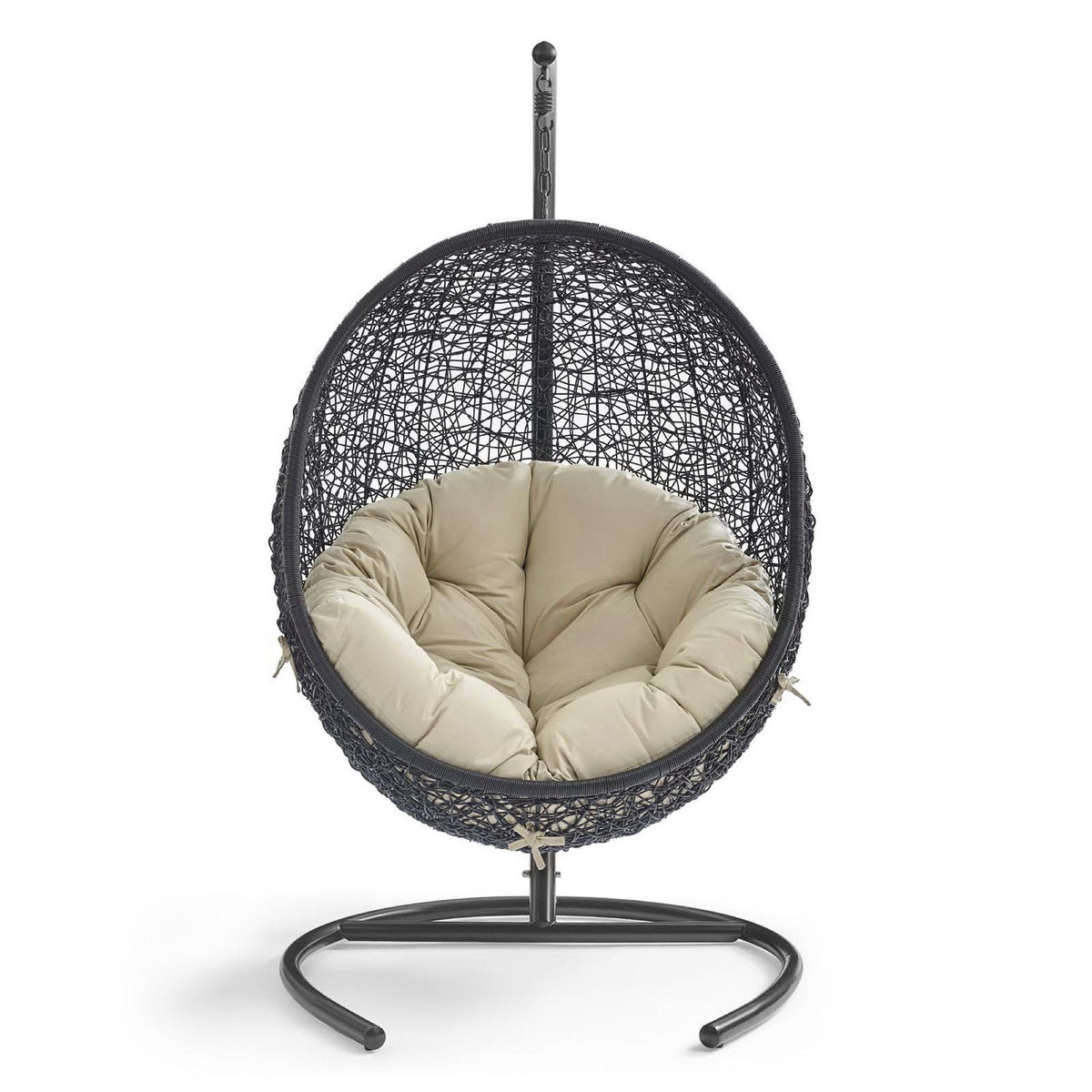Encase Sunbrella Swing Patio Lounge Chair Modway hanging wicker chair beige cushion on stand on Tampa Home & Garden Store
