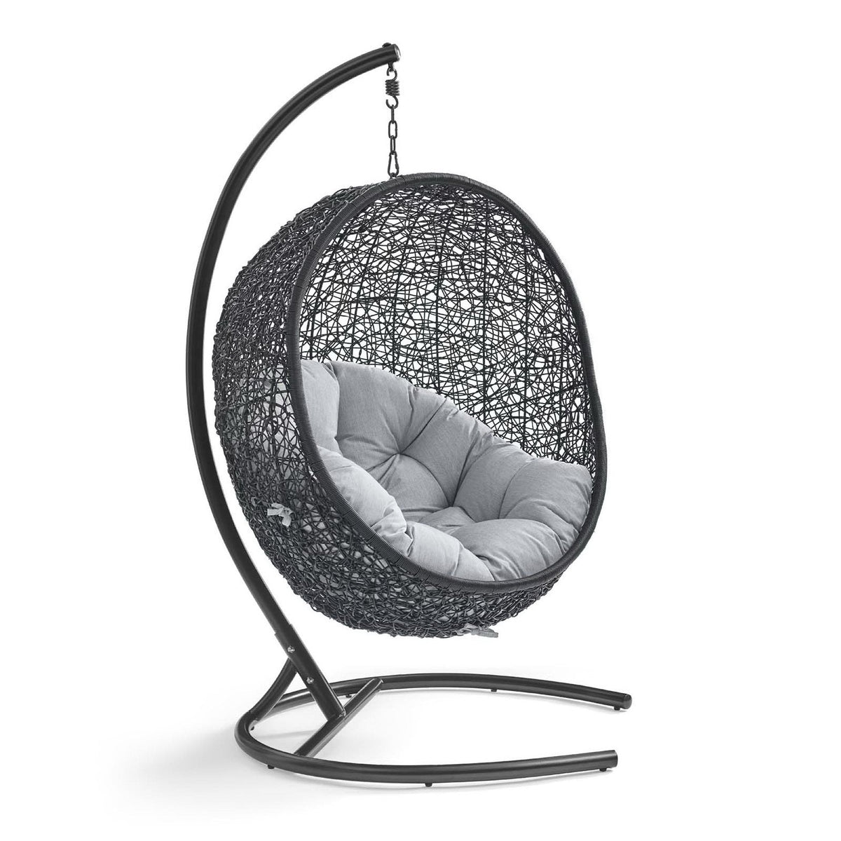 Encase Sunbrella Swing Outdoor Lounge Chair hanging chair with gray cushion and woven shell on Tampa Home & Garden Store