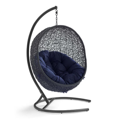 Encase Sunbrella Swing Outdoor Lounge Chair by Modway navy cushion on curved stand on Tampa Home & Garden Store
