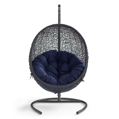 Hanging Rattan Swing Chair And Stand For Patio