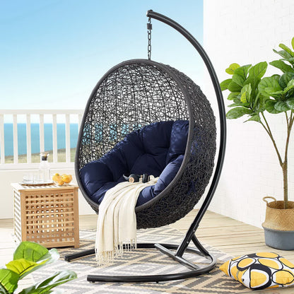 Hanging Rattan Swing Chair And Stand For Patio