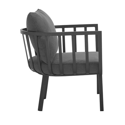 Riverside outdoor aluminum armchair set of 2 by Modway with gray cushions and powdercoated frame on Tampa Home & Garden Store