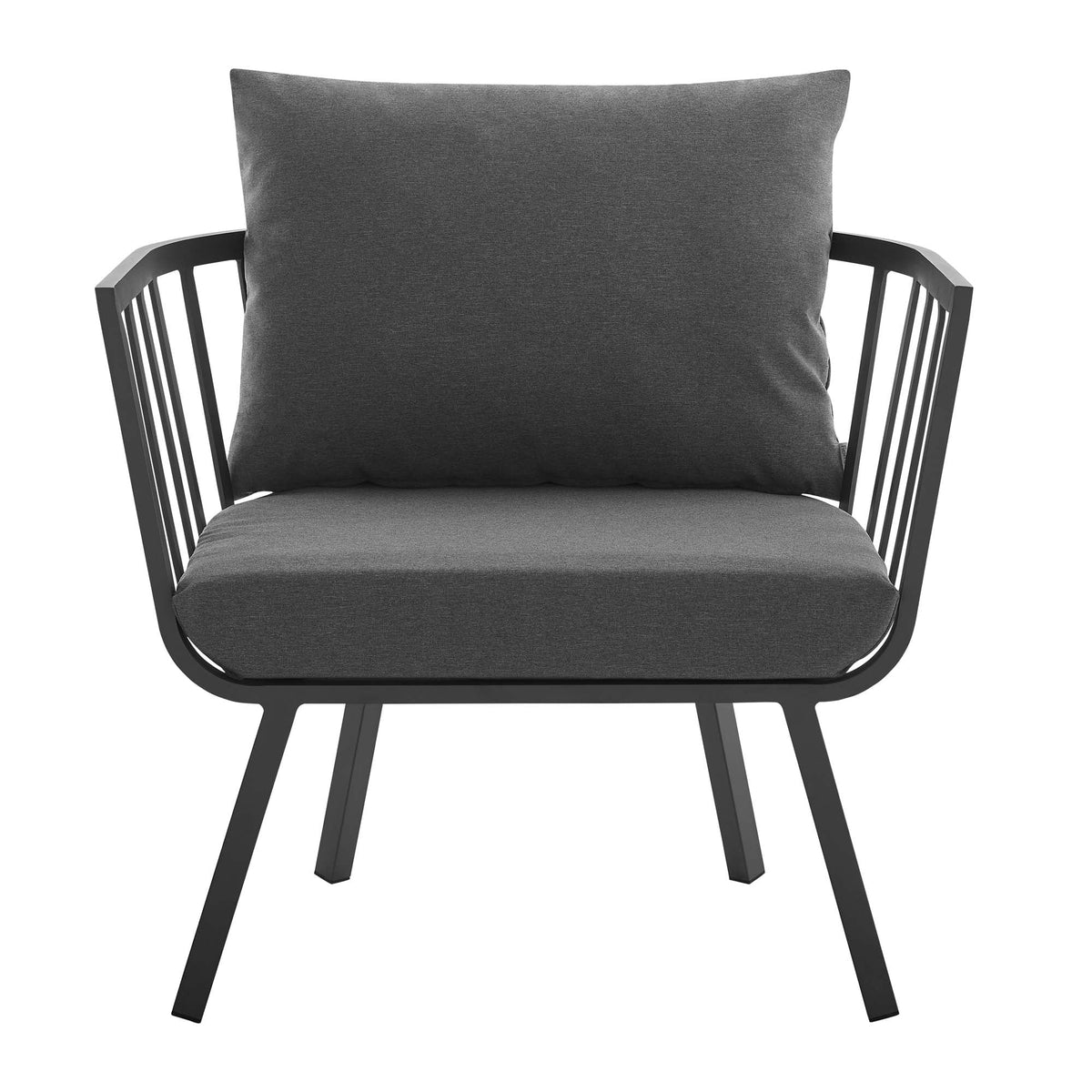 Riverside Outdoor Aluminum Armchair Set of 2 with dark gray cushions by HouseOfZazla on Tampa Home & Garden Store