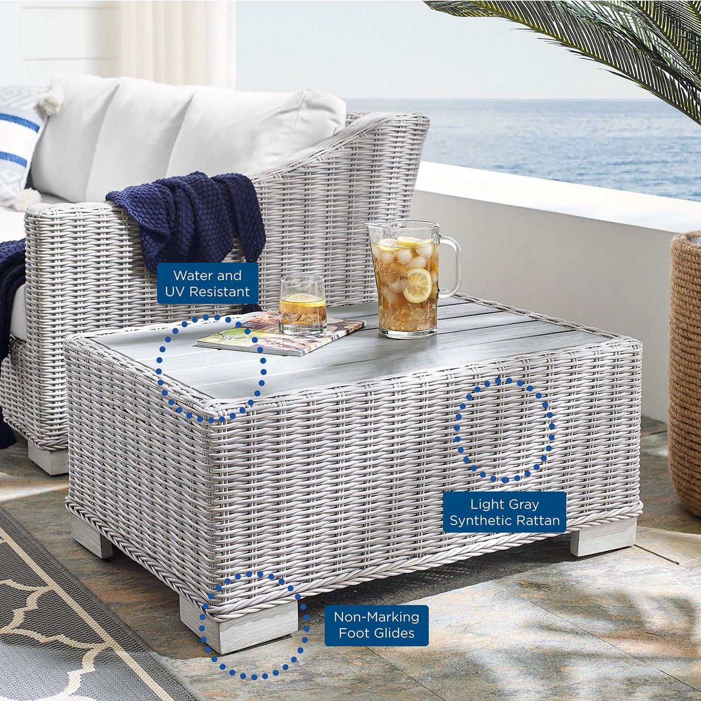 Modway Conway 32 Outdoor Rattan Coffee Table