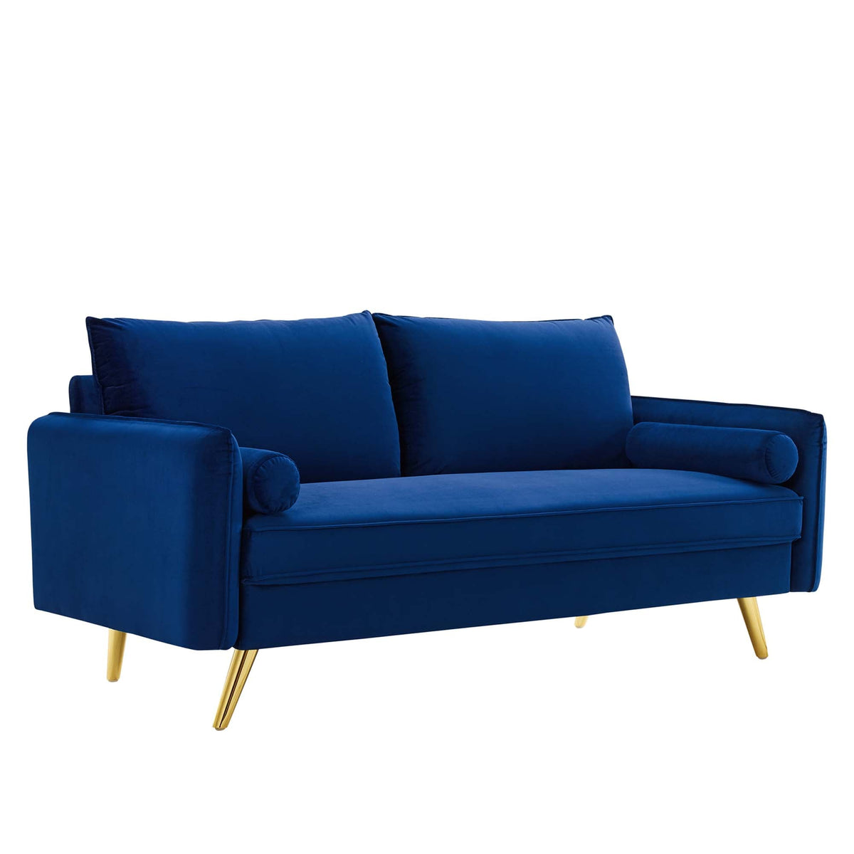 Revive Performance Velvet Sofa by Modway in blue velvet with gold legs on Tampa Home & Garden Store