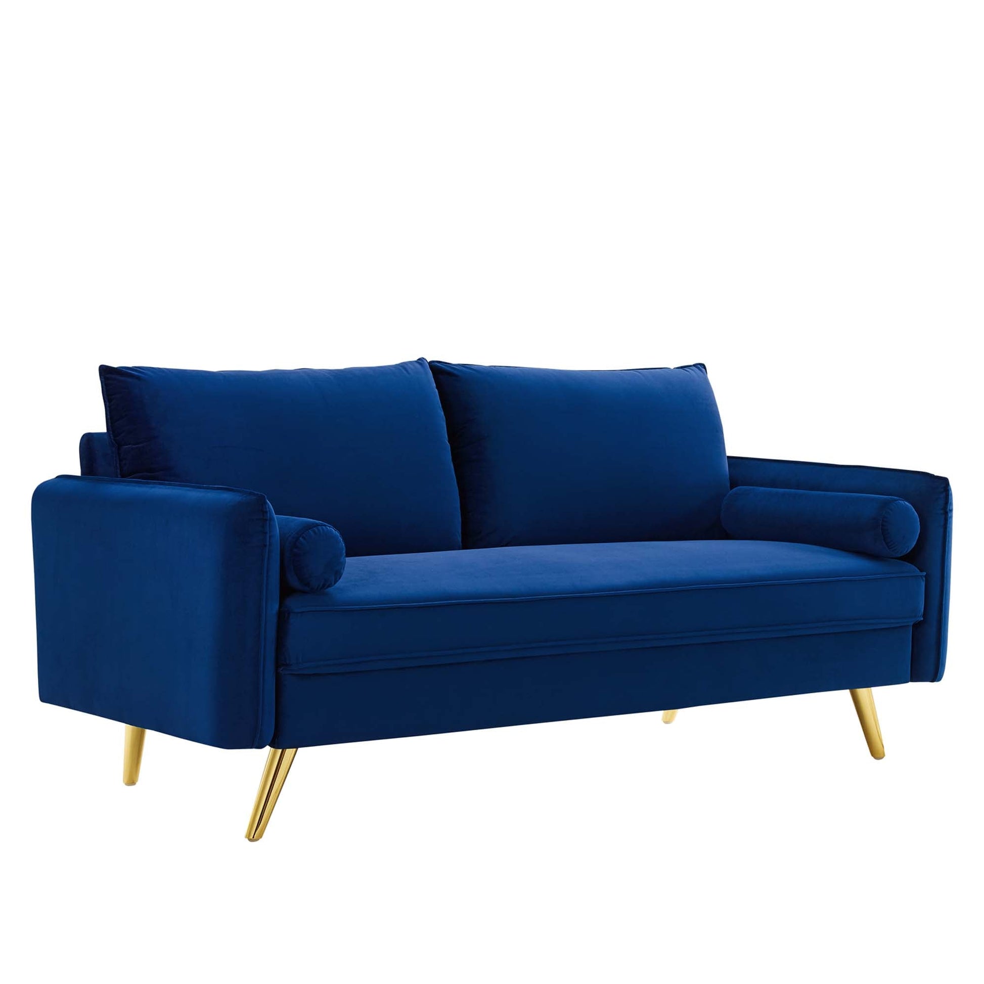 Revive Performance Velvet Sofa by Modway in blue velvet with gold legs on Tampa Home & Garden Store