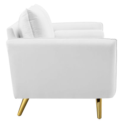Revive Performance Velvet Sofa by Modway white velvet upholstery with gold legs on Tampa Home & Garden Store