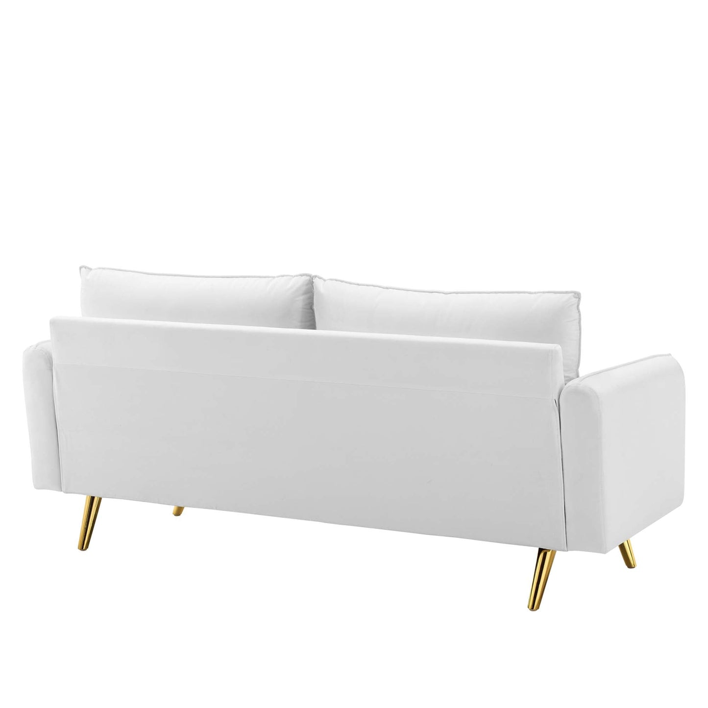 Revive Performance Velvet Sofa by Modway in white velvet with gold metal legs on Tampa Home & Garden Store