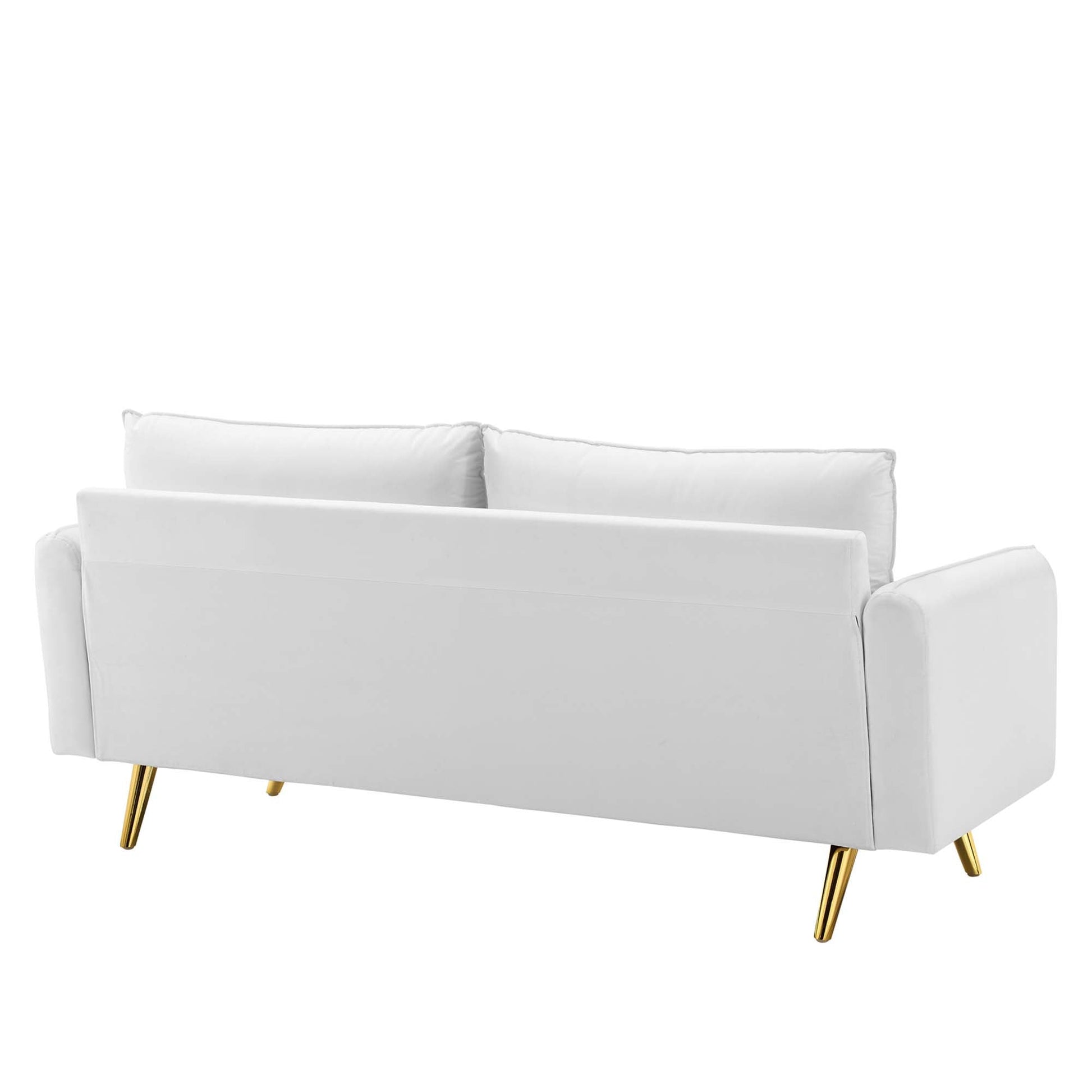 Revive Performance Velvet Sofa by Modway in white velvet with gold metal legs on Tampa Home & Garden Store