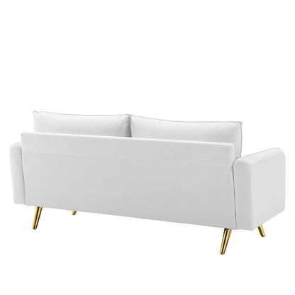 Revive Performance Velvet Sofa by Modway in white velvet with gold metal legs on Tampa Home & Garden Store