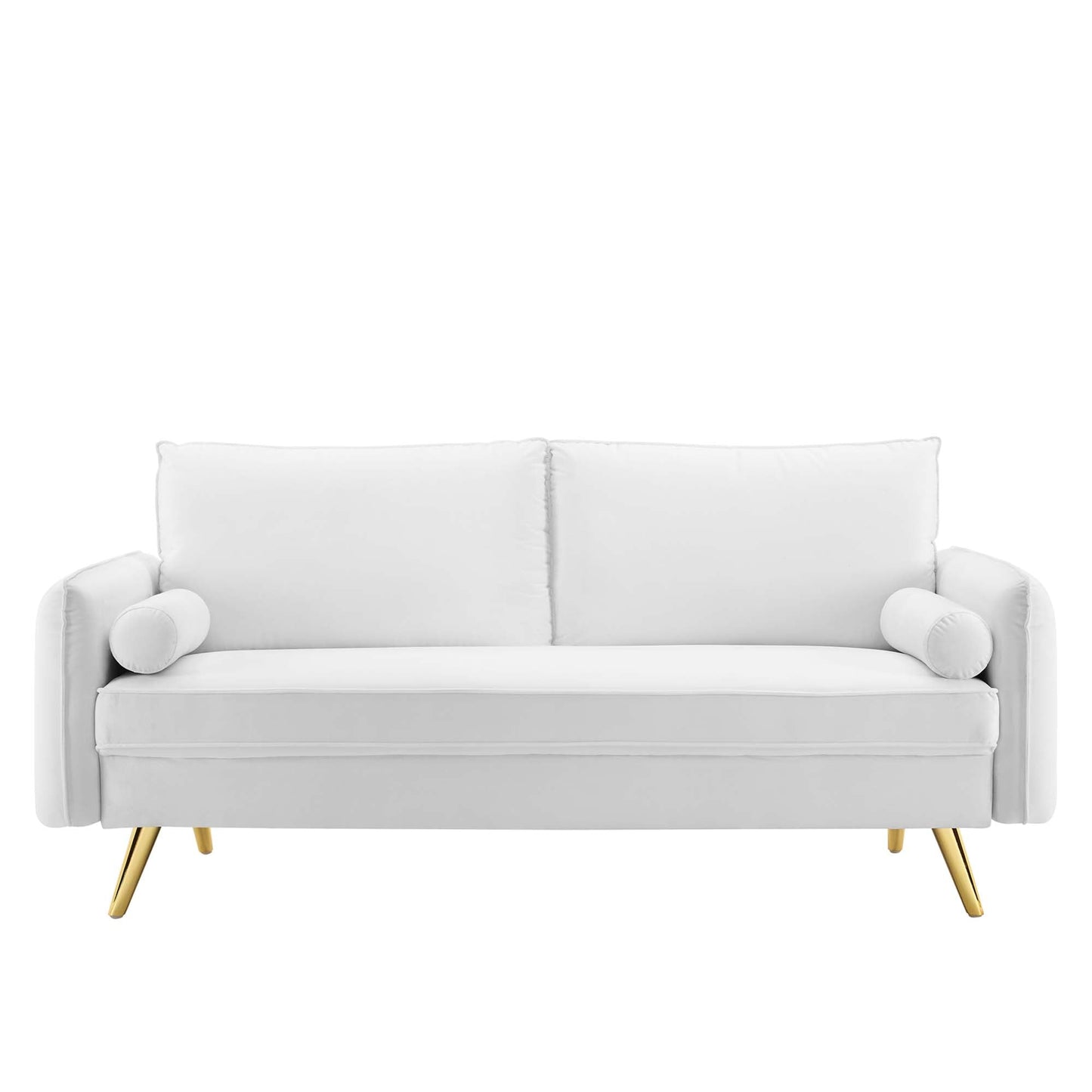 Revive Performance Velvet Sofa white-gray velvet with gold metal legs HouseOfZazla on Tampa Home & Garden Store