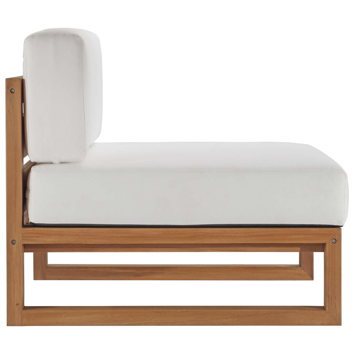 Upland outdoor teak wood armless chair with white cushion, teak frame by Modway on Tampa Home & Garden Store