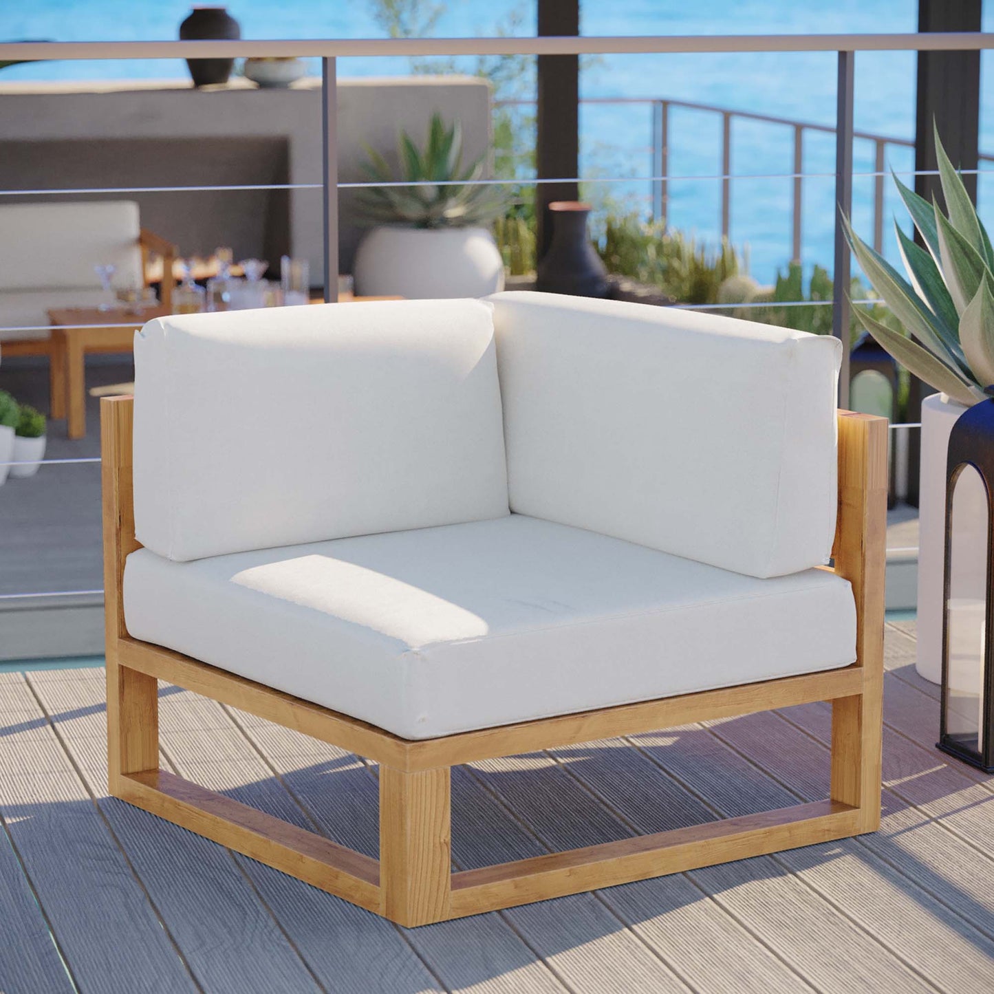 Modway Upland Teak Corner Chair and Patio