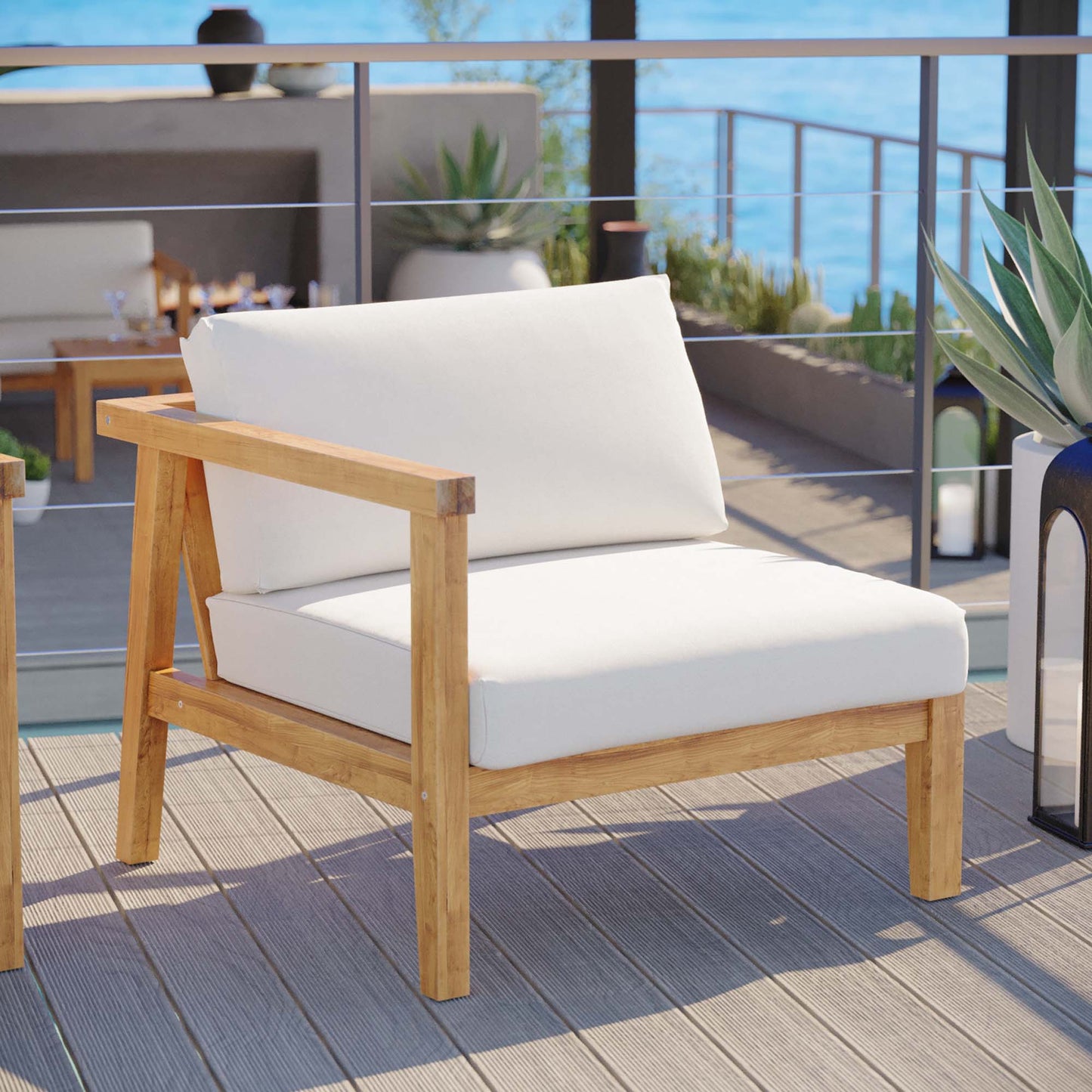 Modway Bayport Outdoor Teak Left Arm Chair
