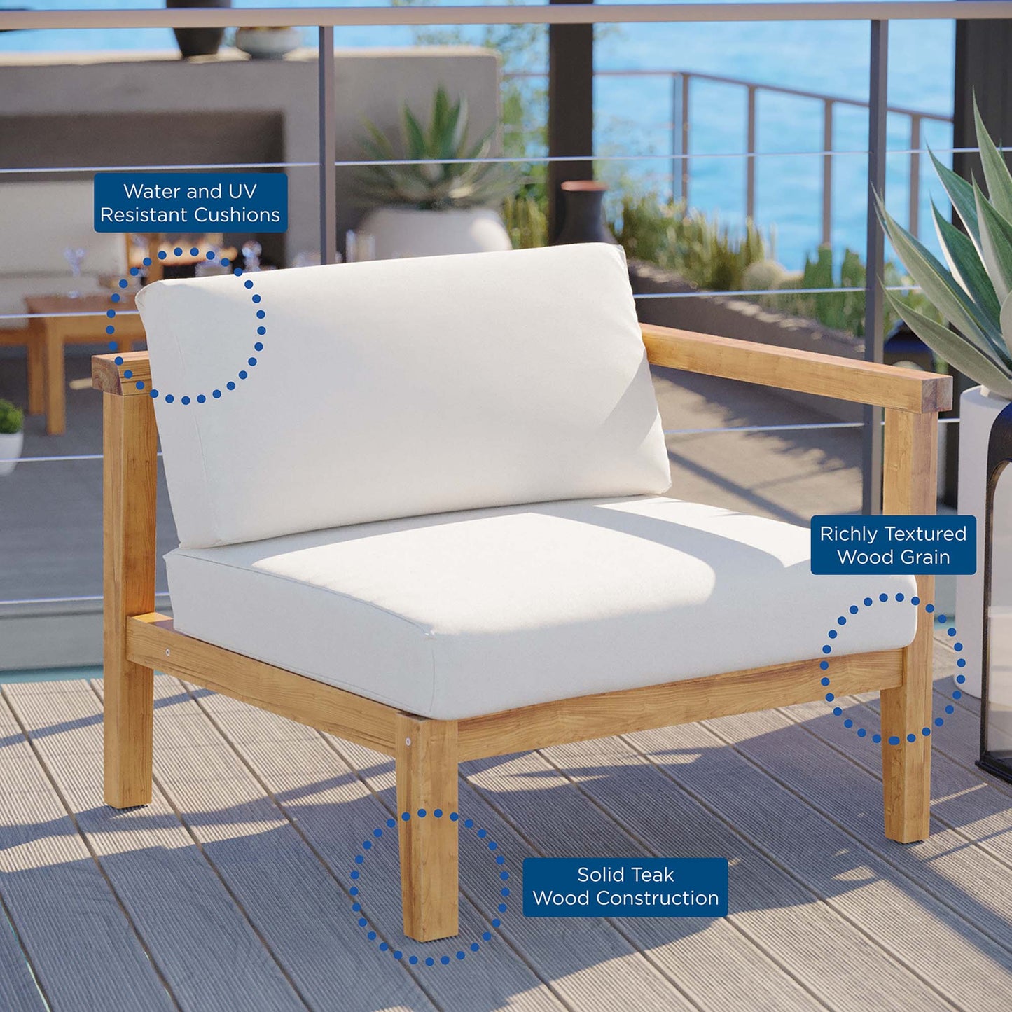 Modway Bayport Outdoor Teak and Patio Chair