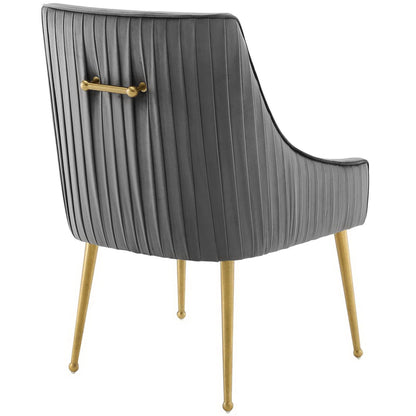 Discern Pleated Back Upholstered Performance Velvet Dining Chair by Modway with gold legs on Tampa Home & Garden Store