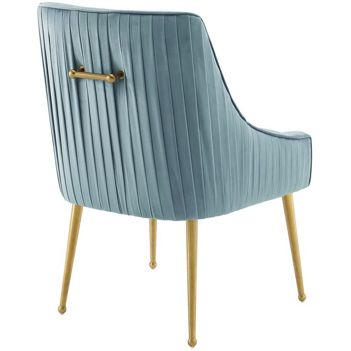 Modway Discern pleated-back upholstered performance velvet dining chair blue with gold legs on Tampa Home & Garden Store