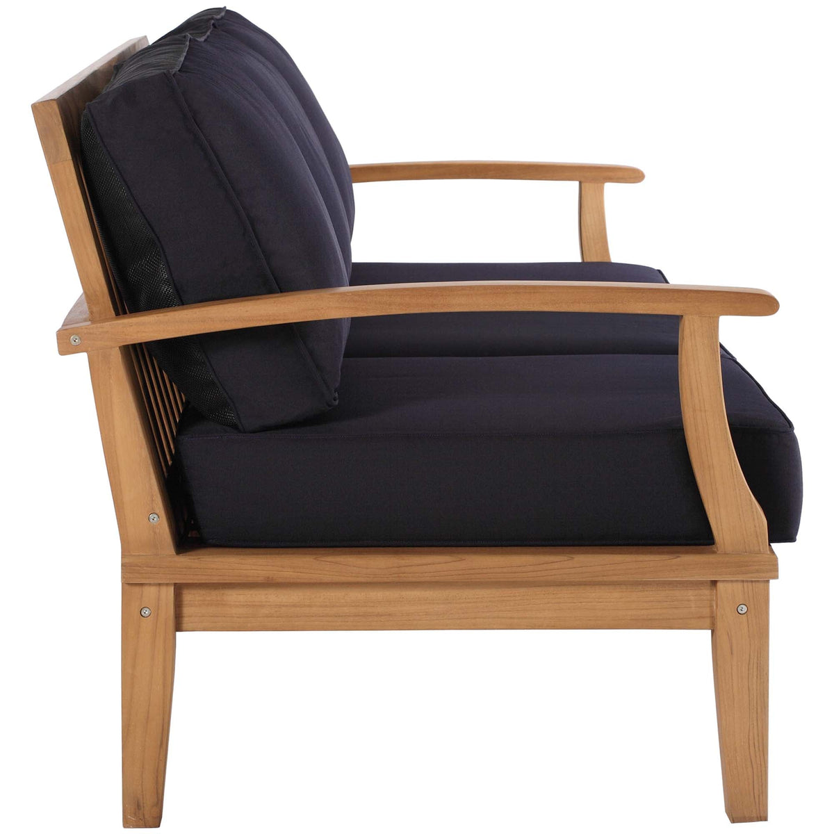 Marina outdoor teak sofa navy cushions with solid wood frame by Modway on Tampa Home & Garden Store