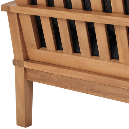 Marina Outdoor Patio Teak Sofa by Modway, natural teak frame with black cushions on Tampa Home & Garden Store