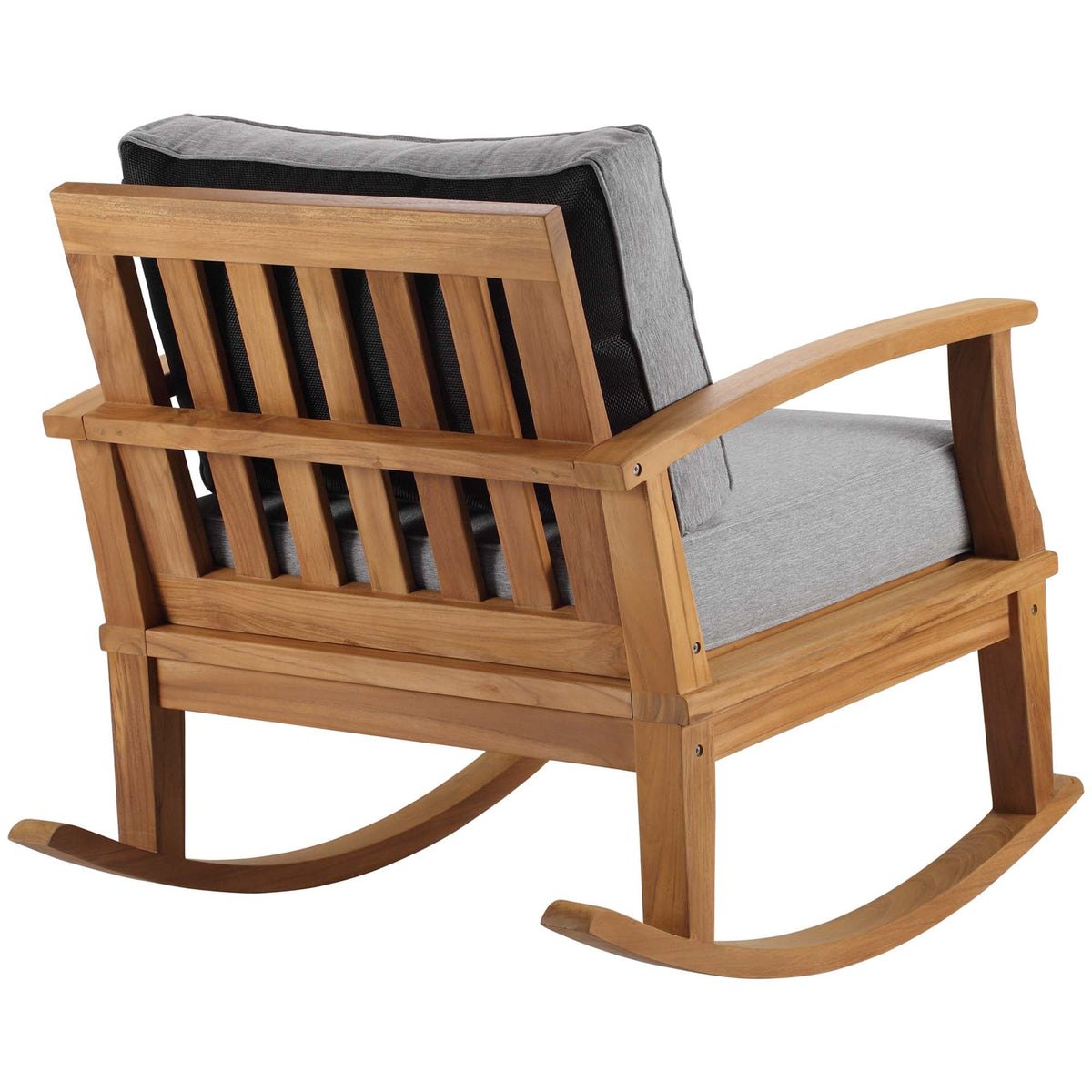 Marina outdoor teak rocking chair with gray cushion, teak wood frame Modway on Tampa Home & Garden Store