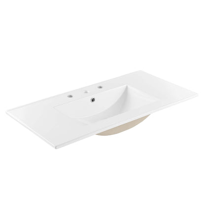 Cayman bathroom sink by Modway, white ceramic rectangular basin with built in overflow on Tampa Home & Garden Store