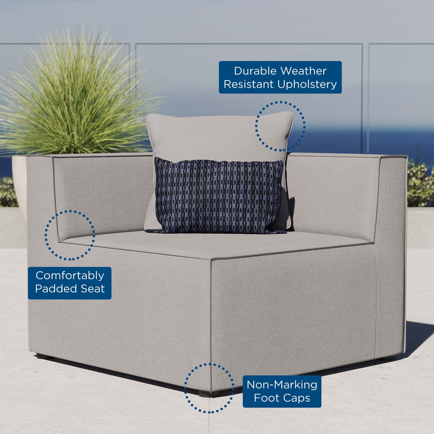 Saybrook Outdoor Patio Sectional Sofa and Chair