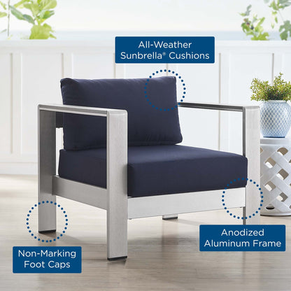 Shore Aluminum and Sunbrella Patio Armchair