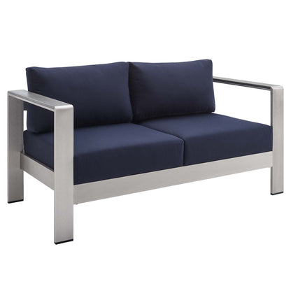 Shore Aluminum and Sunbrella Outdoor Loveseat