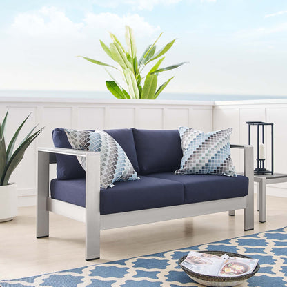 Shore Aluminum and Sunbrella Outdoor Loveseat