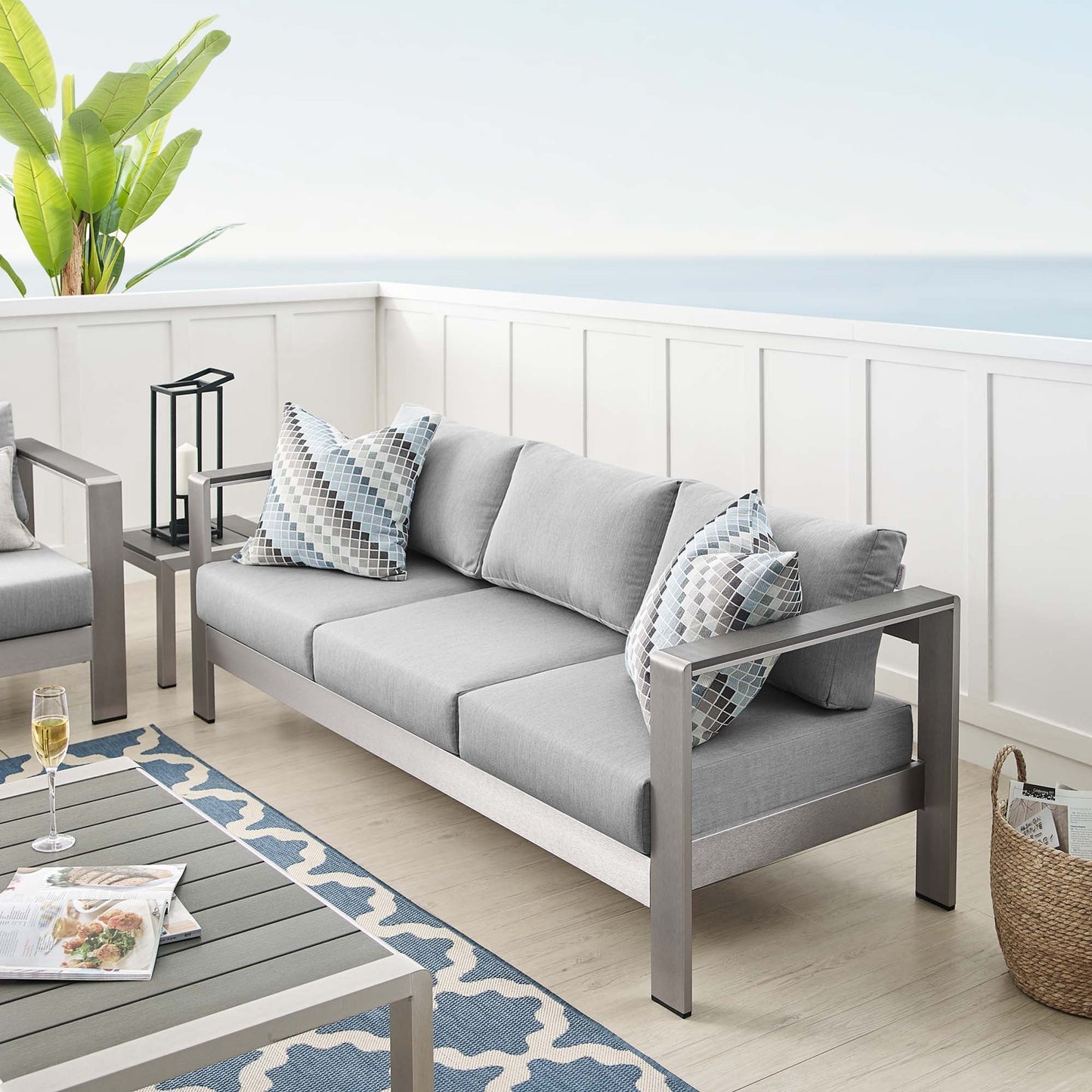 Modway Shore Sunbrella and Outdoor Sofa Set
