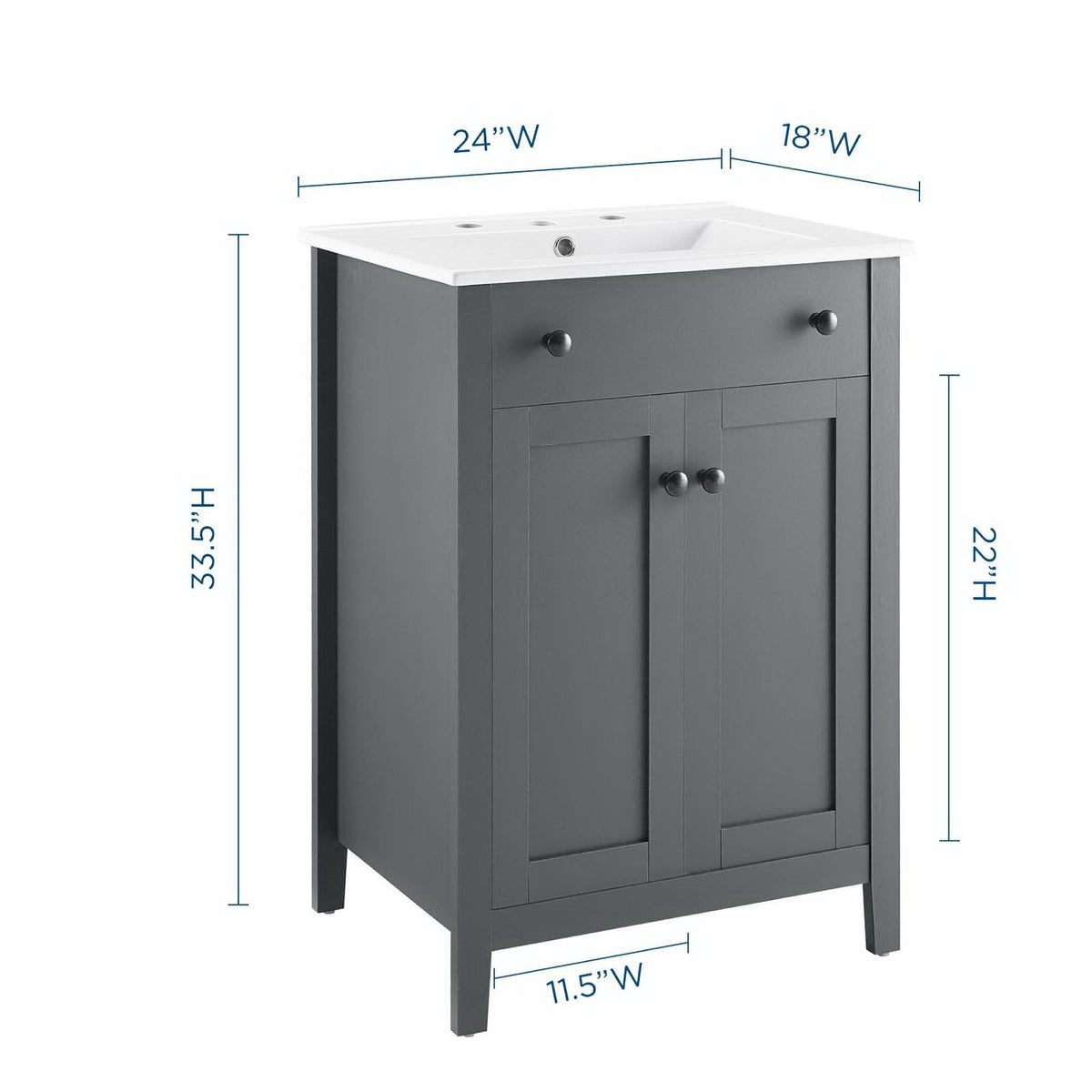 Nantucket Bathroom Vanity by Modway dark gray cabinet with white countertop HouseOfZazla on Tampa Home & Garden Store