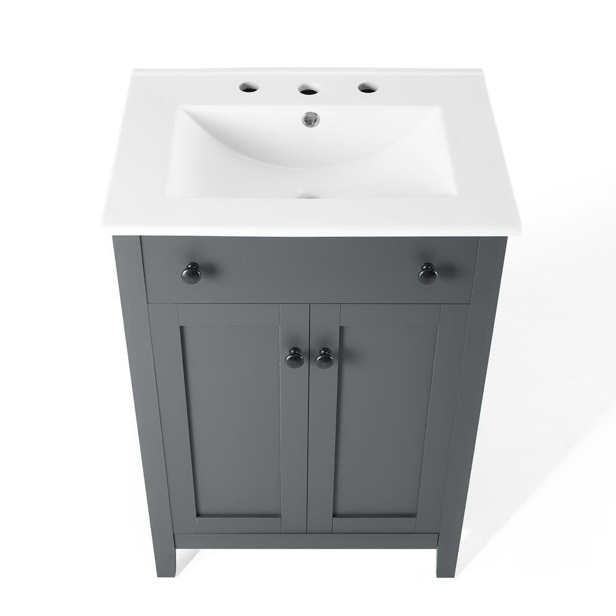 Nantucket Bathroom Vanity by Modway, gray cabinet with white ceramic sink and black hardware on Tampa Home & Garden Store