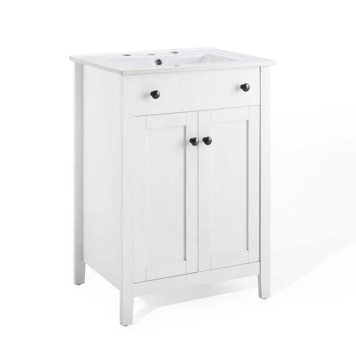 Nantucket bathroom vanity white with black knob hardware by HouseOfZazla on Tampa Home & Garden Store