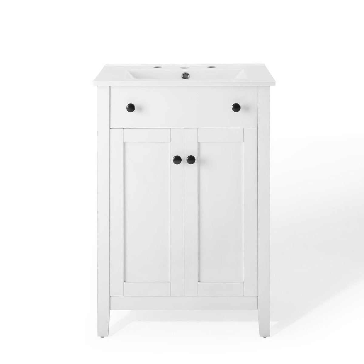 Nantucket bathroom vanity by Modway in white with three faucet holes on Tampa Home & Garden Store