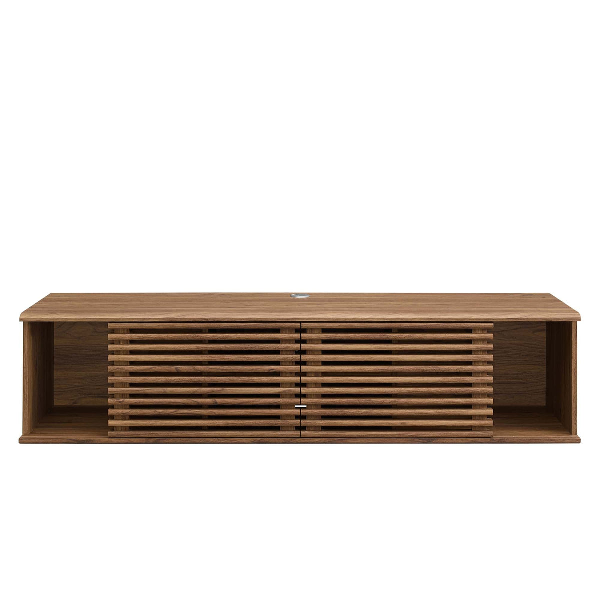 Render Wall-Mount Media Console TV Stand by Modway in warm wood with horizontal slatted front panels on Tampa Home & Garden Store
