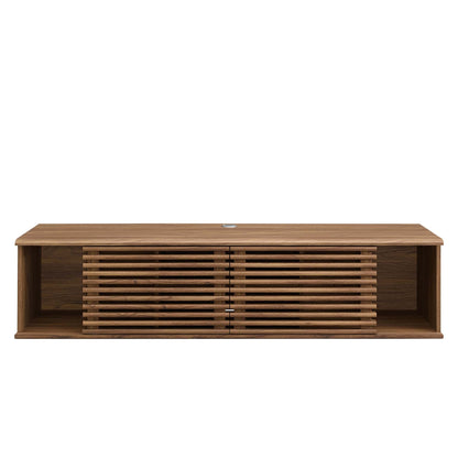 Render Wall-Mount Media Console TV Stand by Modway in warm wood with horizontal slatted front panels on Tampa Home & Garden Store