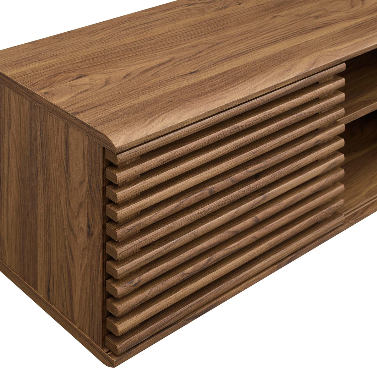 Render Wall-Mount Media Console TV Stand in warm oak with slatted drawers by HouseOfZazla on Tampa Home & Garden Store