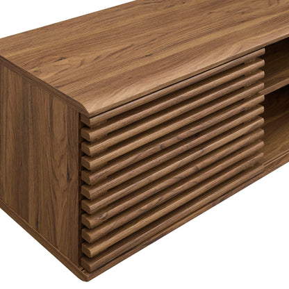 Render Wall-Mount Media Console TV Stand in warm oak with slatted drawers by HouseOfZazla on Tampa Home & Garden Store