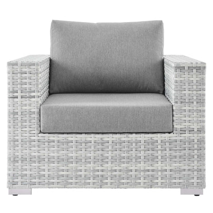 Convene Outdoor Patio Armchair, gray cushions with white wicker frame by Modway on Tampa Home & Garden Store