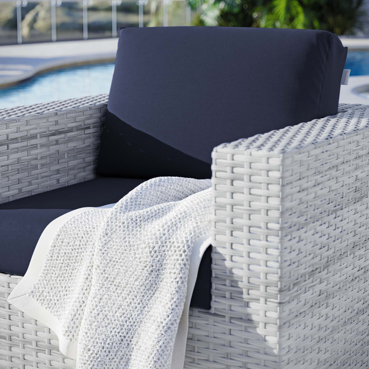 Convene outdoor patio armchair Modway with dark charcoal cushion on white wicker frame on Tampa Home & Garden Store